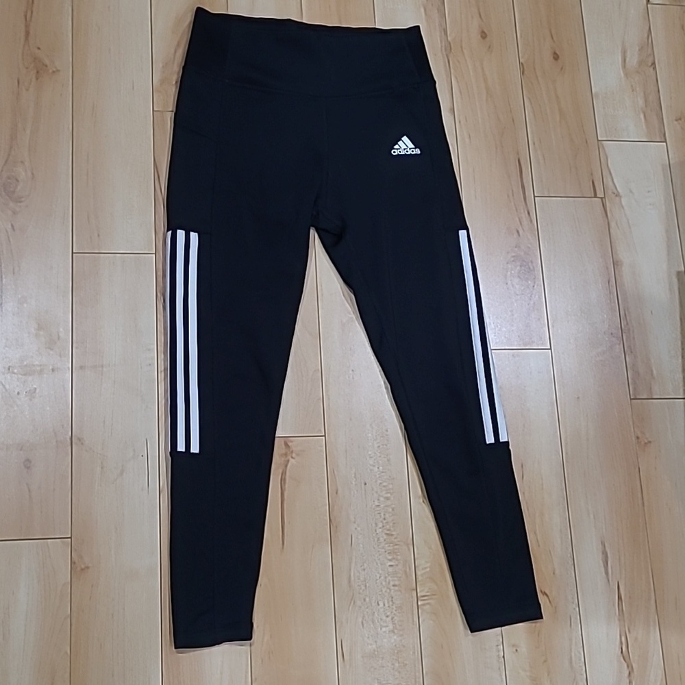 Adidas women's medium high waisted black capris